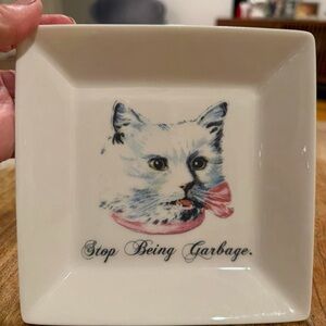 Whimsical Cat Decorative Square Trinket Tray Plate 6”
